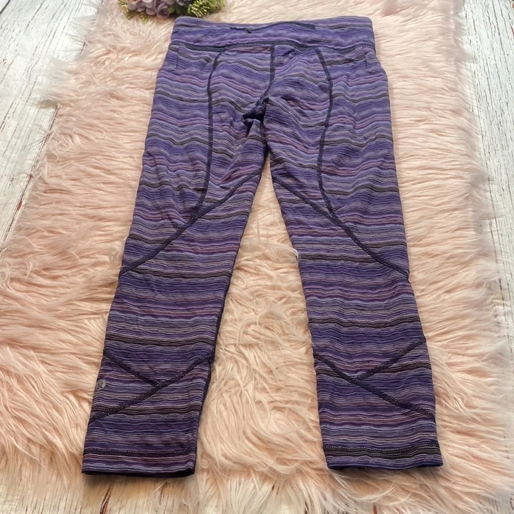 Lululemon Pace Rival Crop Leggings Spacedye Twist Ultra Violet sz 6